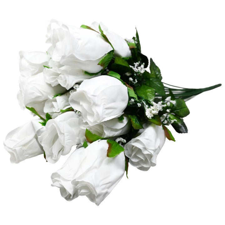 Wht Rose Bud Bush 24 Flowers C/P 36