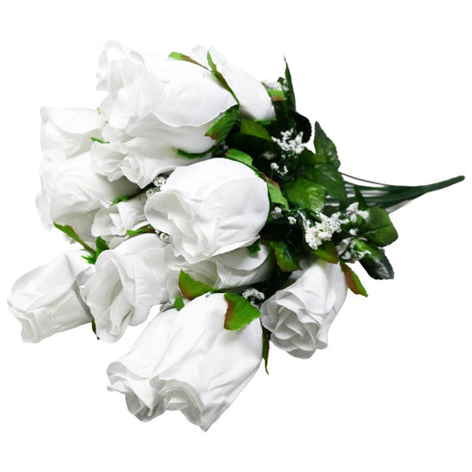 Wht Rose Bud Bush 24 Flowers C/P 36
