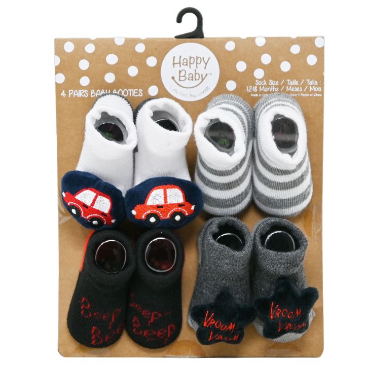 4pk HB VROOM RATTLE BOOTIES ASST SIZE C/P 60