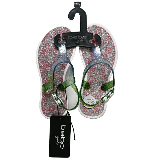 BEBE WHITE TODDLER GIRLS PCU SANDAL W/RHINESTONE & STUD WELT DETAIL ASST SIZE C/P 12