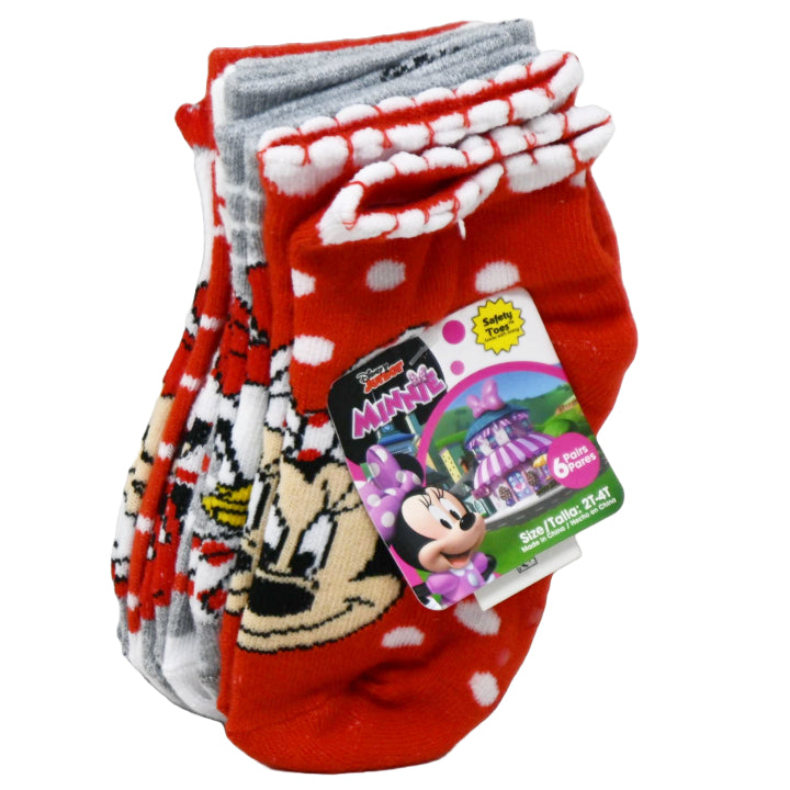 6pk 2T-4T MINNIE MOUSE ALL HEART QTR SOCKS C/P 12