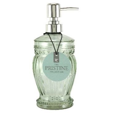 17oz Glass Soap Dispenser LT Green with Chrome Pump C/P 12