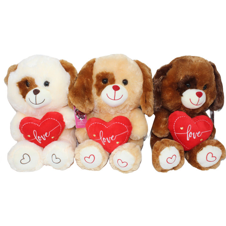 16" DOG WITH HEART 3-ASST C/P 12