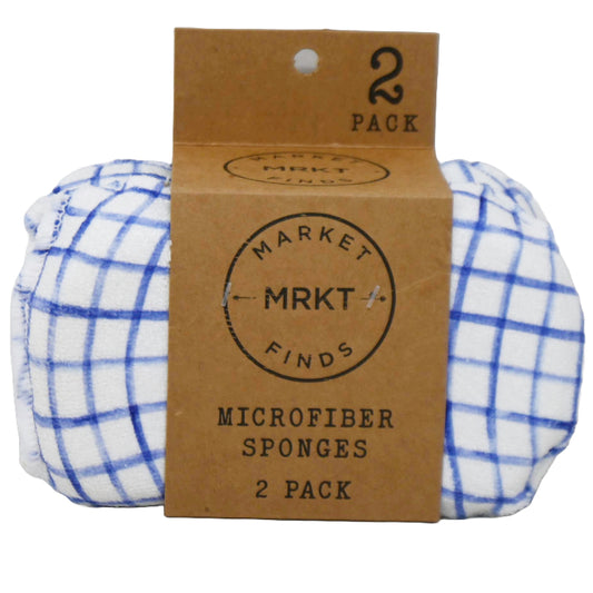 2pk Blue Plaid Printed Sponges C/P 24