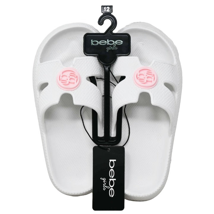 GIRLS WHITE EVA H SLIDE wBEBE CHARM 6-ASST SIZE C/P 12