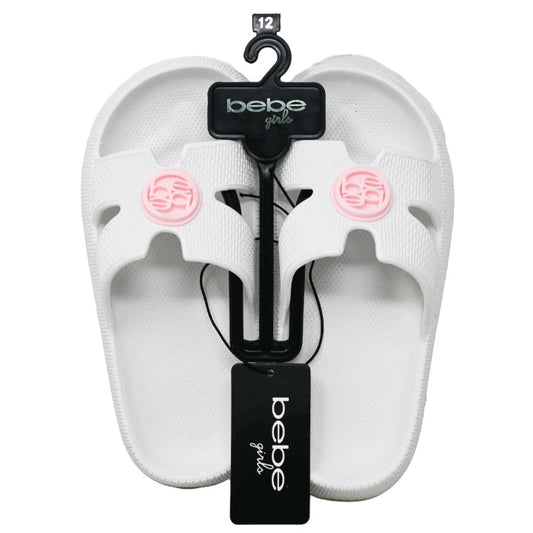 GIRLS WHITE EVA H SLIDE wBEBE CHARM 6-ASST SIZE C/P 12