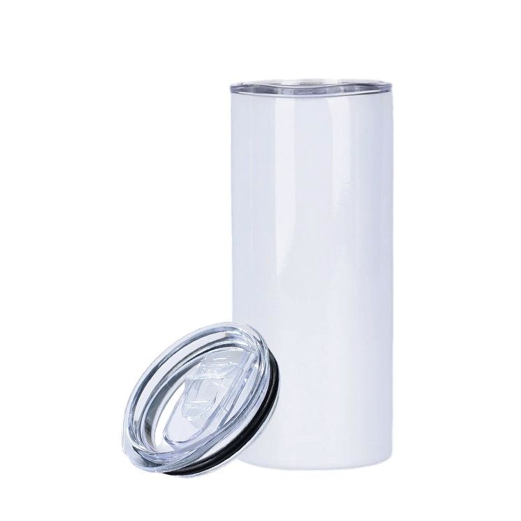 15oz White Stainless Steel Double Wall Tumbler w/Lid (No Label or UPC) C/P 50