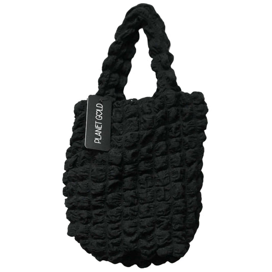 BLACK QUILTED LONG SATCHEL HANDBAG W/TOP ZIPPER C/P 12