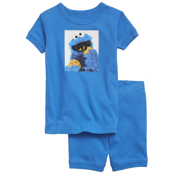 18-24m BOYS SQUARE COOKIE MONSTER SHORT SET C/P 6
