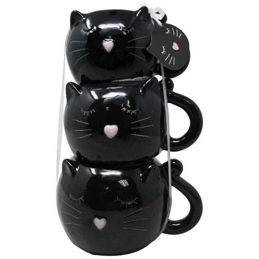 3pc Cats Stacking Mugs C/P 12 MRKT FINDS