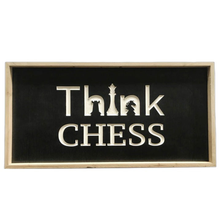 31.5"x16" CHESS LL&P ENGRAVED MDF W/ WOOD FRAME C/P 4