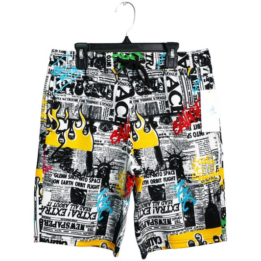 Mens Wht Flames Volley Shorts C/P 48 Drill Clothing Co.