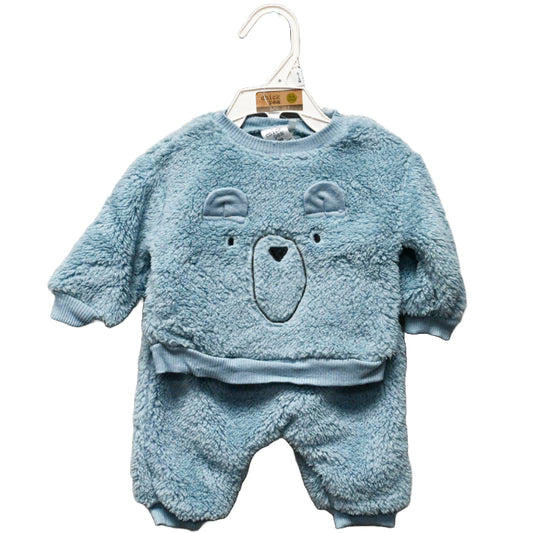2pc BEAR BLUE JOGGER SET - CORAL FLEECE C/P 48