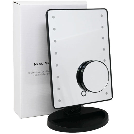 Black Rectangle LED Makeup Mirror (Battery Operated) C/P 12