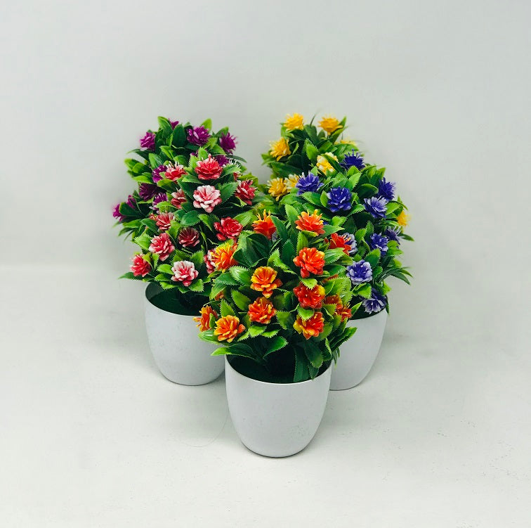 PLASTIC FLOWER WITH POT 8.''H C/P 48