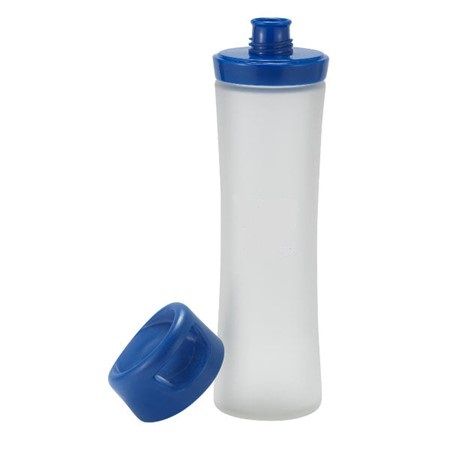 20oz BORCILICATE GLASS WATER BOTTLE W/BLUE LID C/P 24