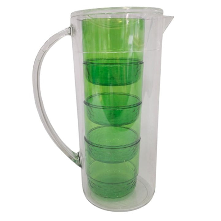 *AS IS*5pc Grn Acrylic Pitcher Set C/P 6