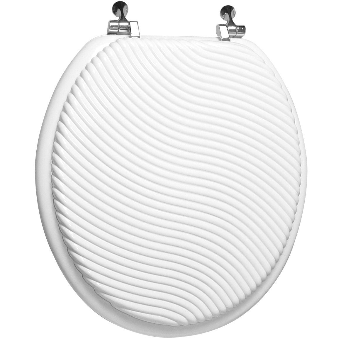 *OUTSIDE OF CA*Toilet Seat Wood Engraved Sand Wave Design White. C/P 6