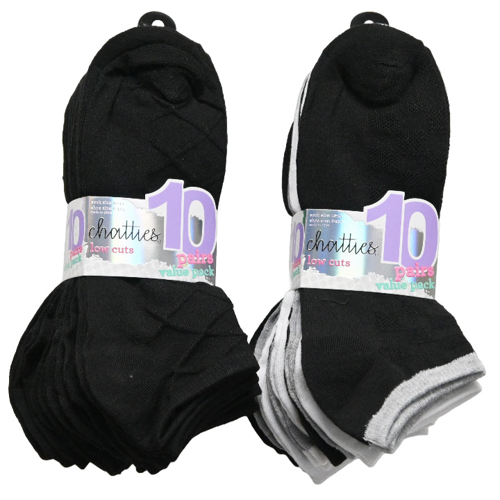 10pk LADIES LOW CUT TEXTURED SOCKS 10-13 SIZE C/P 36