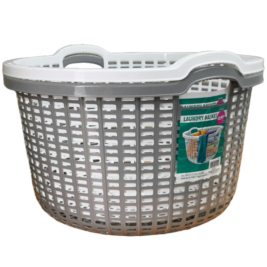 20"x11.5" WHITE/GRAY ROUND LAUNDRY BASKET C/P 10