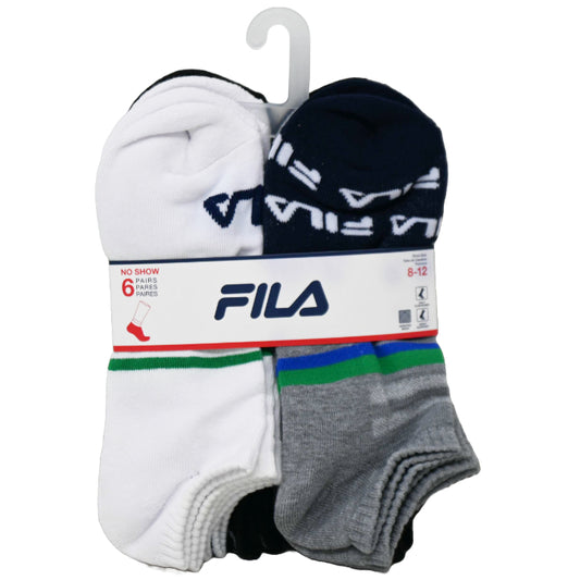 6pk FILA LOGO STRIPE HC NS SOCKS SIZE 10-13 C/P 60