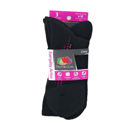 Fruit of the Loom 3pk Crew Socks C/P 12