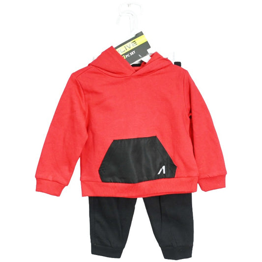 Inf Boys 2pc Rd/Bk Hoodie & Jogger Set C/P 24 ALIVE
