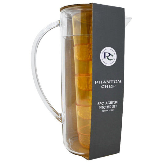 *AS IS*5pc Ylw Acrylic Pitcher Set C/P 6