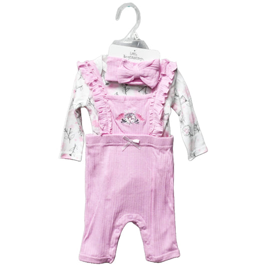 3pc PINK OVERALL SET-FALL FLOWERS C/P 48