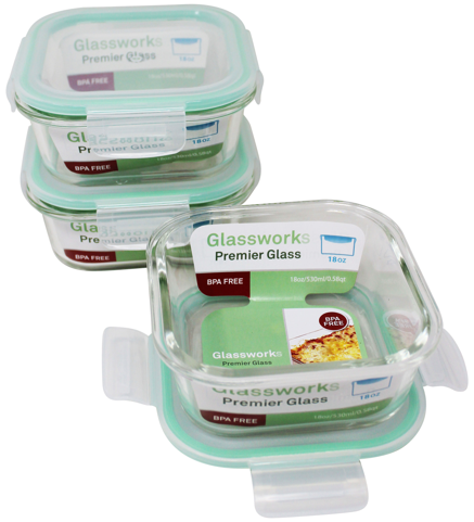 520ml SQUARE GLASS FOOD CONTAINER C/P 24