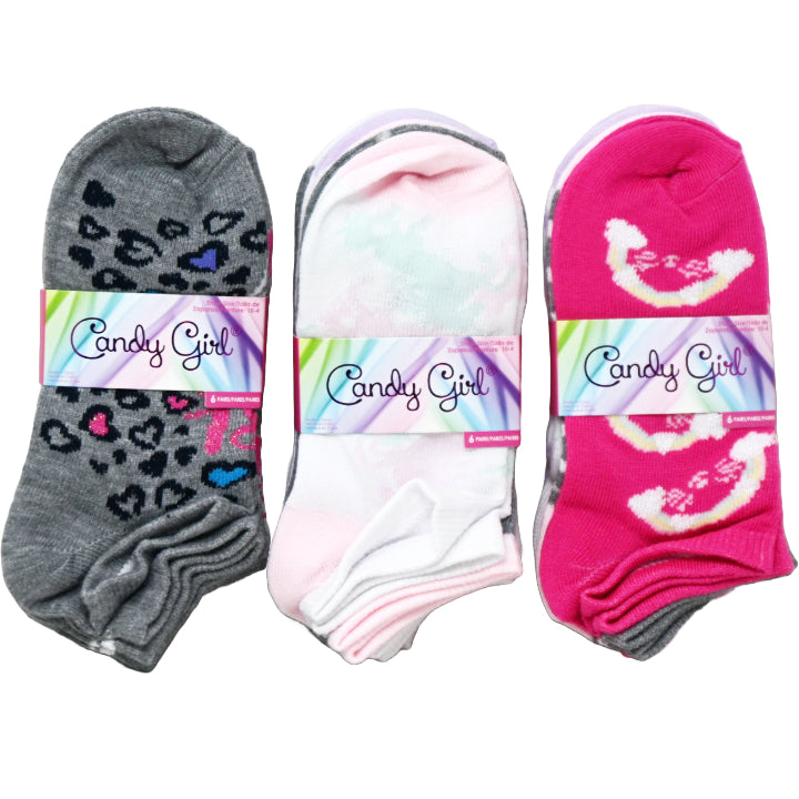 6pk CANDY GIRL FASHION NS SOCKS ASST SIZE C/P 60