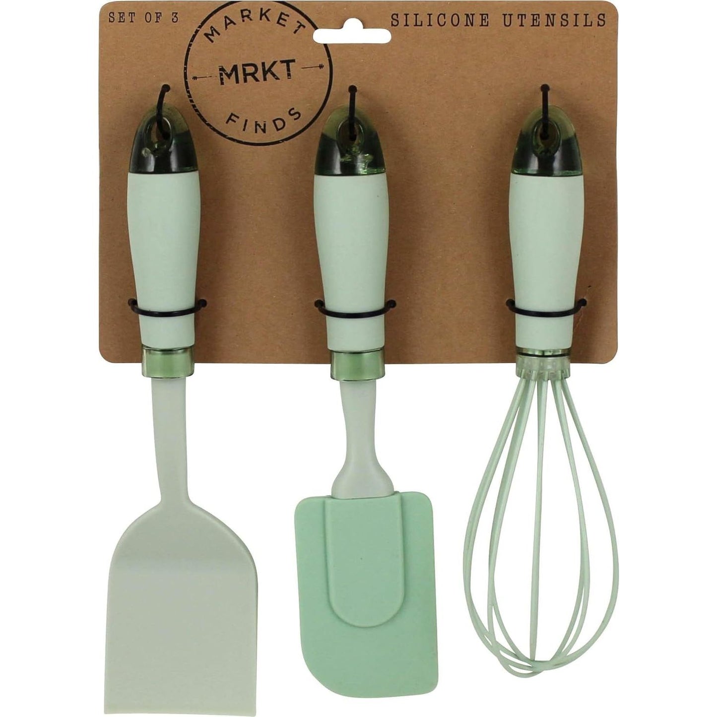 3 Pack Utensil Set with Sage Green Sillicone C/P 96