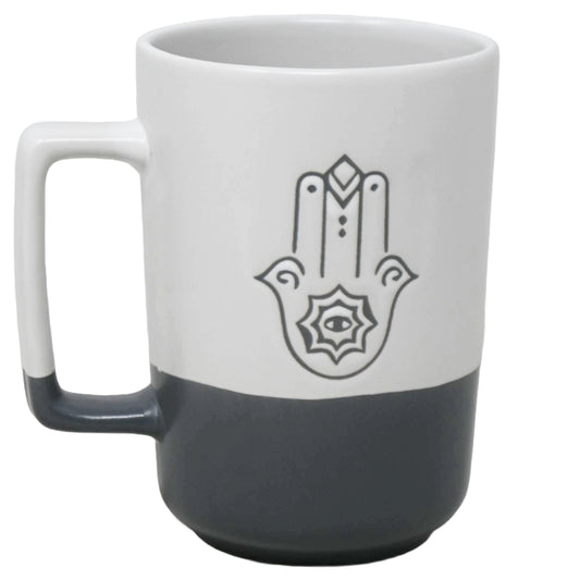 Debossed Hamsa Hand Tall Mug wSpeckled Contrast Bottom C/P 36
