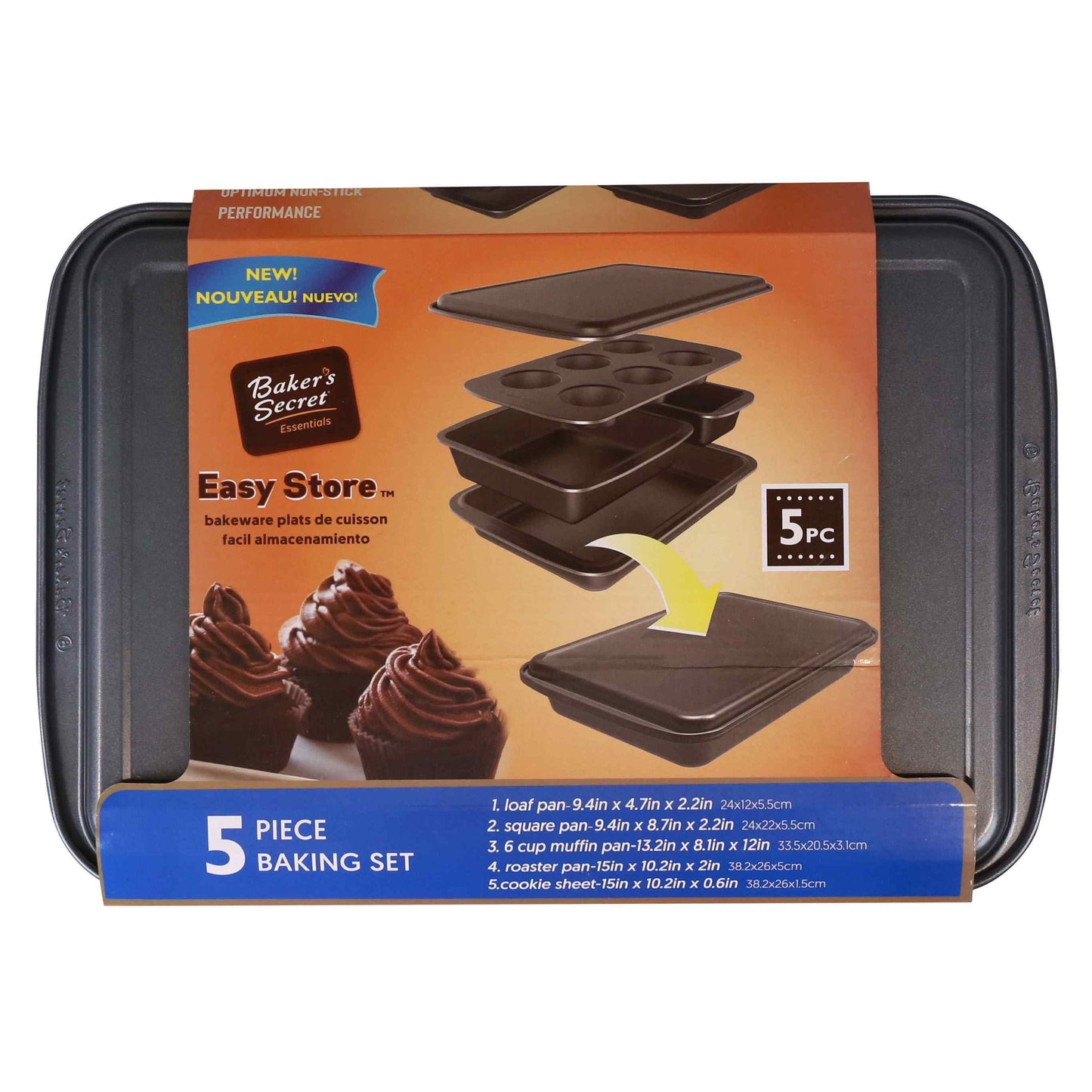 Baker's Secret Stackable Set of 5 Bakeware Pans C/P 4