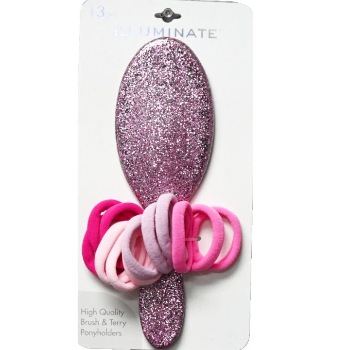 13PC SET OVAL PADDLE HAIRBRUSH AND 12PC ASST PONY TAIL HOLDERS C/P 72