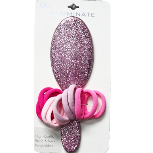 13PC SET OVAL PADDLE HAIRBRUSH AND 12PC ASST PONY TAIL HOLDERS C/P 72