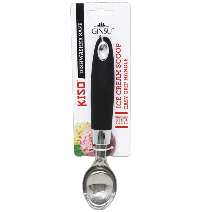 GINSU ICE CREAM SCOOP WITH BLACK EMBOSSED HANDLE C/P 48