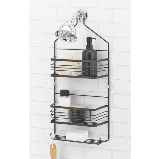 2.5 TIER MATTE BLACK COLEBROOK SHOWER CADDY C/P 12