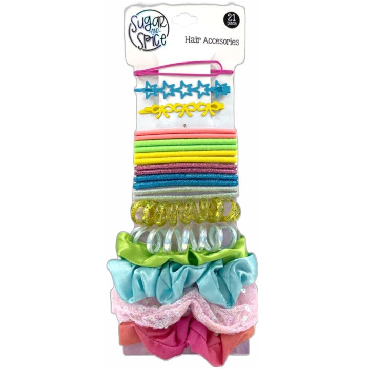 21pc BRIGHT MULTICOLOR HAIR ACCESSORIES C/P 204