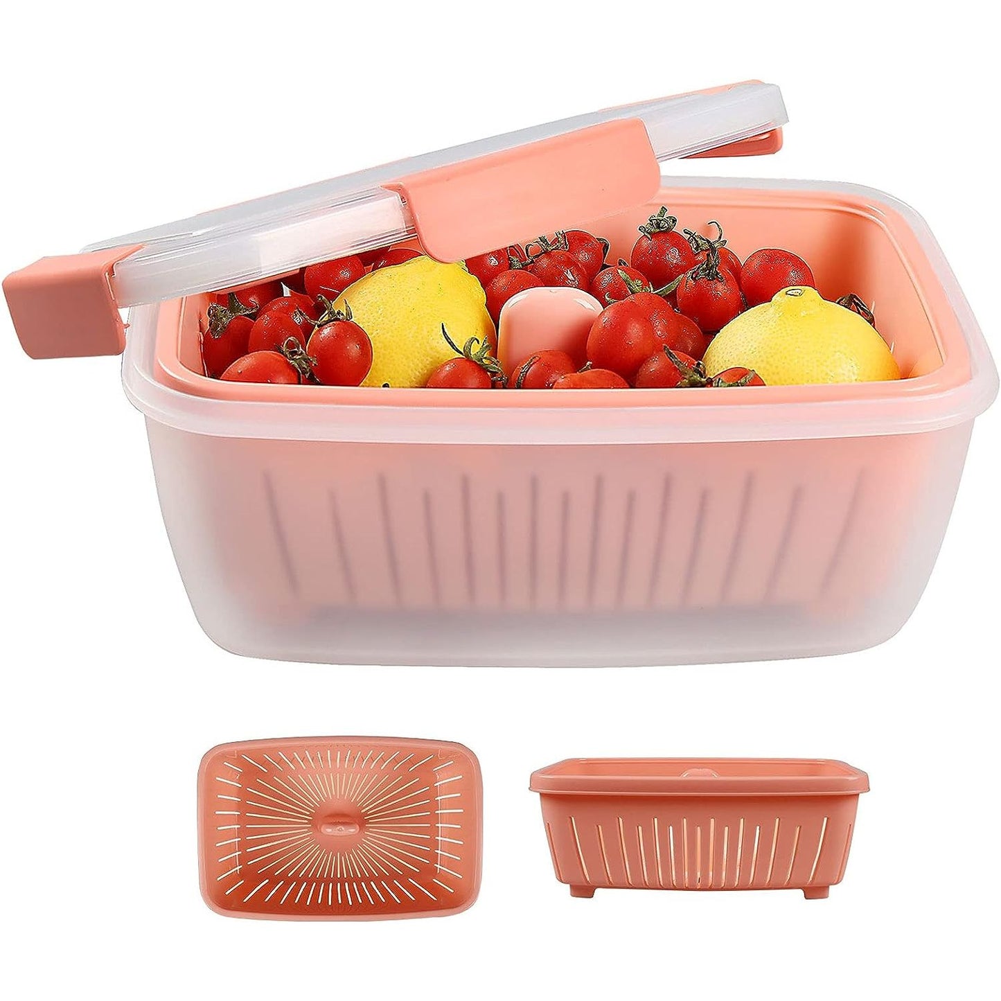 68oz PINK STORAGE CONTAINER W/BERRY COLANDER C/P 12