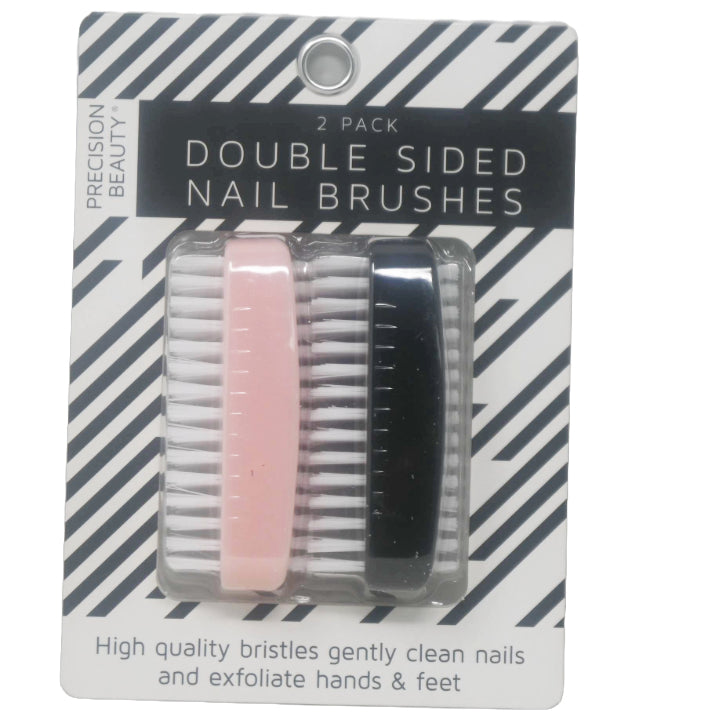 2pk PINK/BLK DOUBLE SIDED NAIL BRUSH C/P 72
