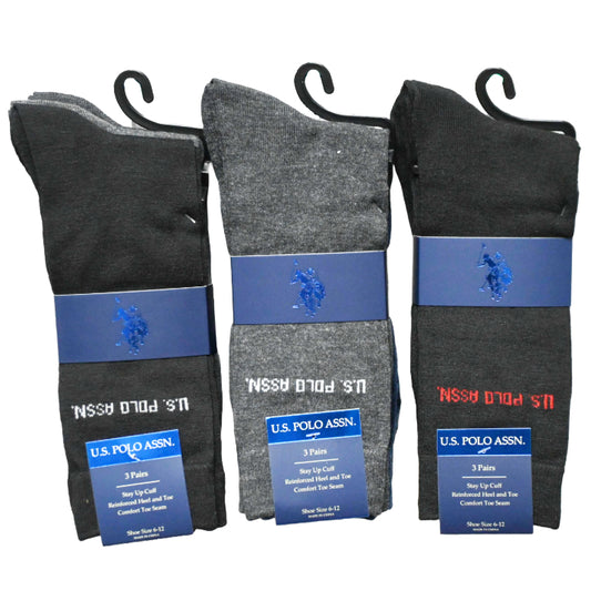 3pk MEN NC DRESS CREW SOCKS U.S. POLO ASSN. ASST STYLES SIZE 6-12 C/P 48