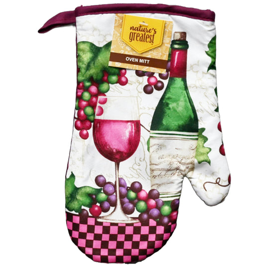 Wine Printed Oven Mitt C/P 72