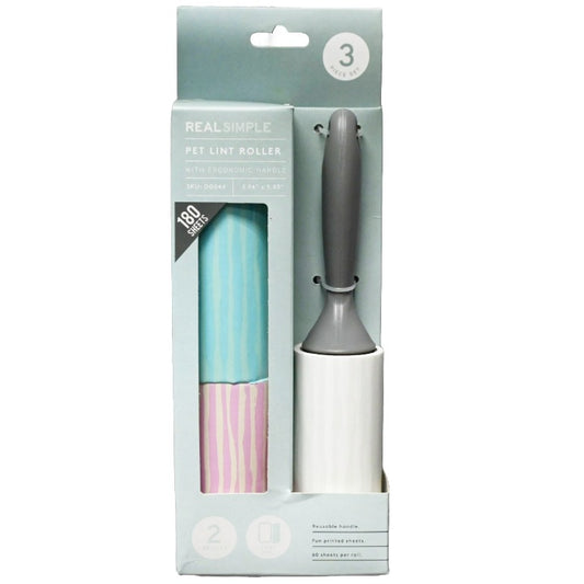 3pk ASST PET PLASTIC LINT ROLLERS REAL SIMPLE C/P 24
