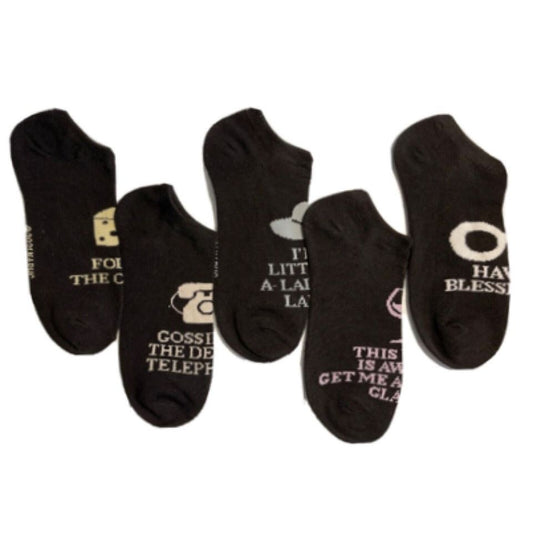 5pk SCHITTS CREEK ICONIC QUOTES WOMEN NS SOCKS C/P 60