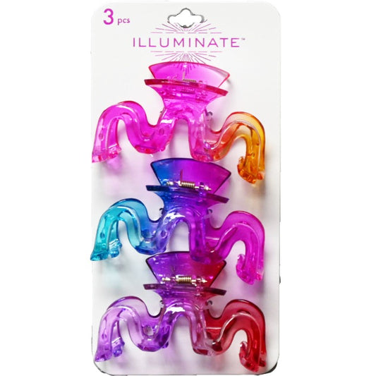 3PC HAIR CLAW CLIPS TRANSPARENT C/P 72 STYLIN