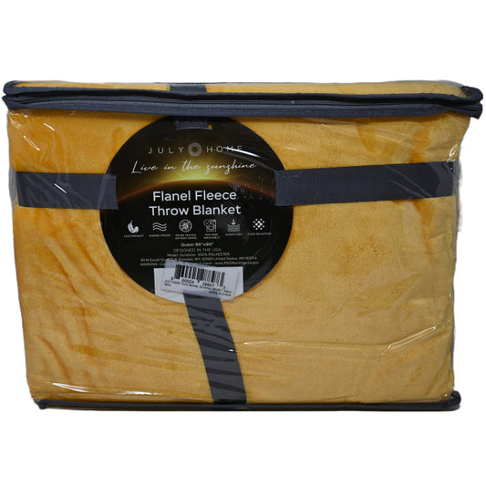 90"X90" SUNSHINE YELLOW QUEEN SIZE THROW BLANKET C/P 6