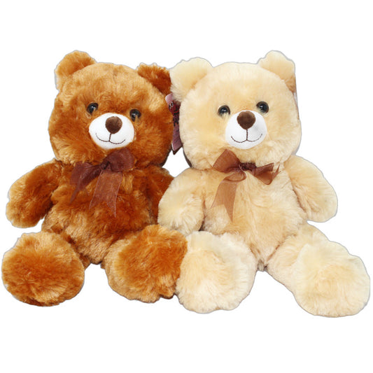 9" BEAR WITH RIBBON 2-ASST COLORS C/P 80