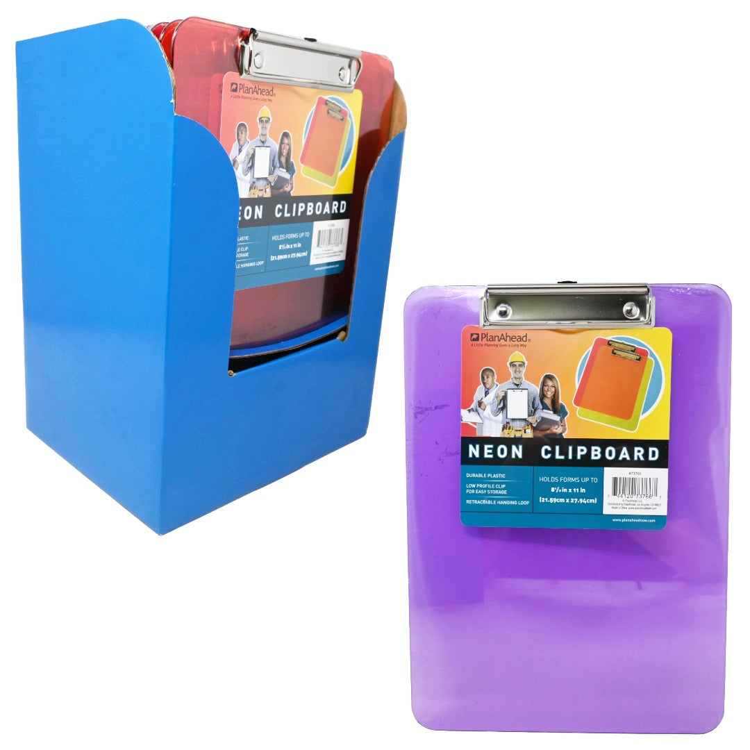 ASST CLR PLASTIC CLIPBOARD C/P 48