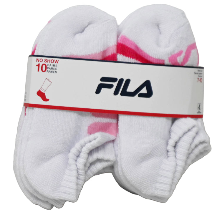 10pk FILA GRL POWER PRINT HC NS SOCKS SIZE 4-6 C/P 60
